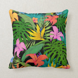 Tropical Floral Colourful Leaves Cushion