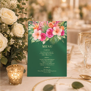 tropical floral Colourful wedding Menu Invitation