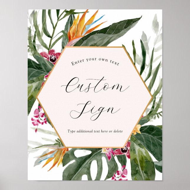 Tropical Floral Custom Text Sign (Front)