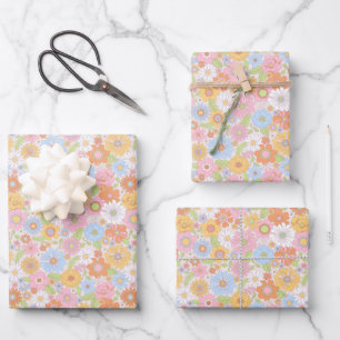 Tropical Floral Daisy Flowers Pattern Wrapping Paper Sheet