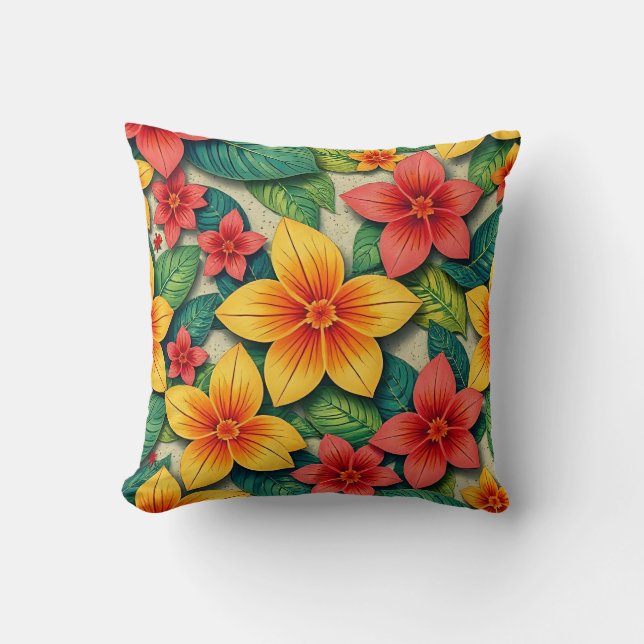 tropical floral design  cushion (Front)