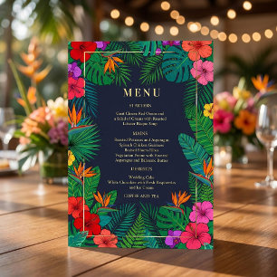 Tropical Floral Design Hibiscus & Greenery Menu Invitation