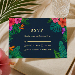 Tropical Floral Design Hibiscus & Greenery RSVP Card