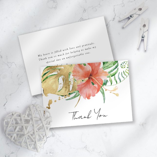 Tropical Floral Destination Wedding Bridal Shower Thank You Card (Creator Uploaded)