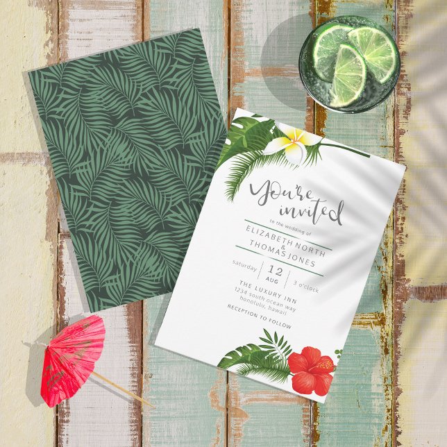 Tropical Floral Destination Wedding ID475 Invitation (Creator Uploaded)