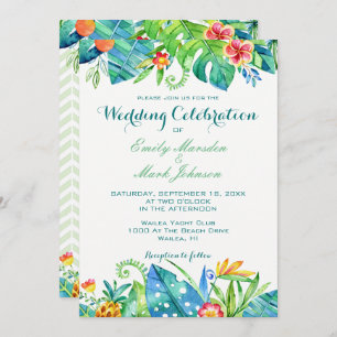 Tropical Floral Destination Wedding Invitation