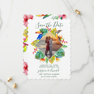 Tropical Floral Diamond Wreath Hawaii Photo Save The Date