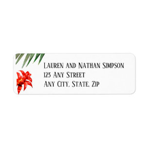 Tropical Floral, Earthy Colours, Modern, Label Return Address Label