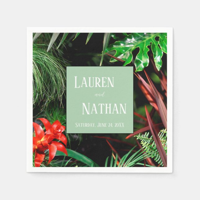 Tropical Floral, Earthy Colours, Modern, Wedding, Napkin (Front)