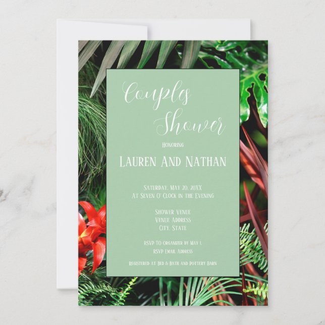 Tropical Floral, Earthy, Modern, Couple Shower, Invitation (Front)