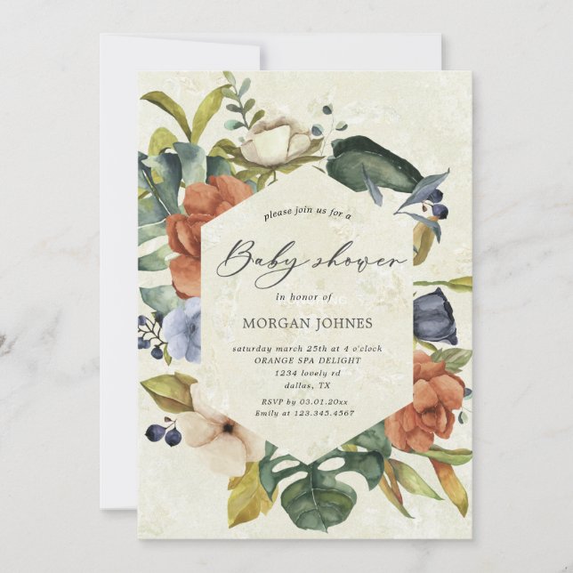  tropical floral elegant baby shower Invitation (Front)
