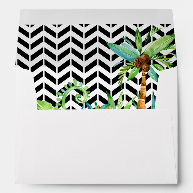 Tropical Floral Elegant Wedding Envelope (Back (Bottom))