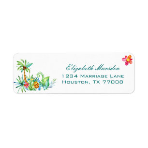 Tropical Floral Elegant Wedding Return Address Return Address Label