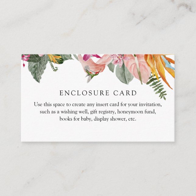 Tropical Floral Enclosure Card (Front)