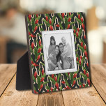 Tropical Floral Family Photo Keepsake Plaque<br><div class="desc">Made to look dimensional, a red tropical floral pattern on black background creates a beautiful frame for your favourite photo on this tabletop plaque with a built-in easel. The image is put directly on the hardboard panel for a stunningly crisp image with an easy wipe clean surface. Great as a...</div>