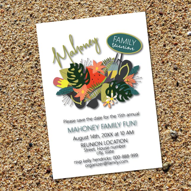 Tropical Floral Family Reunion invitation (Family Reunion - exotic style)