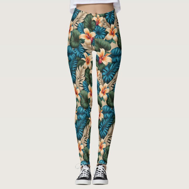 Tropical Floral Fantasy Leggings (Front)