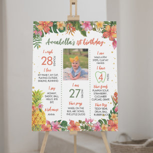 Tropical Floral First Birthday Milestone Sign