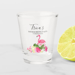 Tropical Floral Flamingo Bachelorette Party  Shot Glass