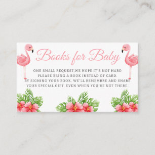 Tropical Floral Flamingo books for baby shower Enclosure Card