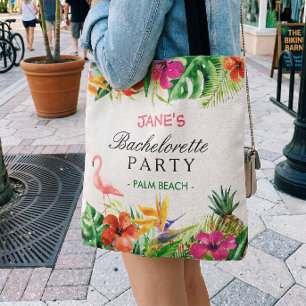 Tropical Floral Flamingo Bride Bachelorette Party Tote Bag