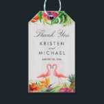 Tropical Floral Flamingo Couple Luau Thank You Gift Tags<br><div class="desc">================= ABOUT THIS DESIGN ================= 
Tropical Floral Flamingo Couple Luau Thank You Gift Tag.
(1) All text style,  colours,  sizes can be modified to fit your needs. 
(2) If you need any customisation or matching items,  please contact me.</div>
