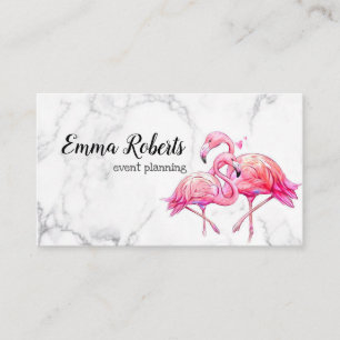 Tropical Floral Flamingo Geometric Business Card
