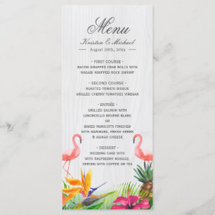Tropical Floral Flamingo Pineapple Wedding Menu