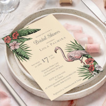 Tropical Floral Flamingo Yellow Bridal Shower
