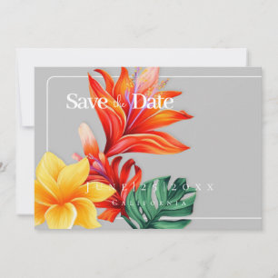 Tropical  floral Flat Save The Date Card