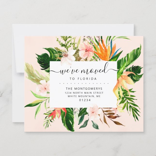 Tropical Floral Florida Budget Moving Announcement (Front)