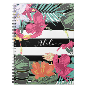 Tropical Floral Flowers Leaves Chic Botanical Notebook
