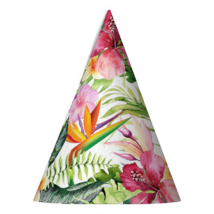 Tropical Floral Flowers Wild Jungle Birthday Party Hat