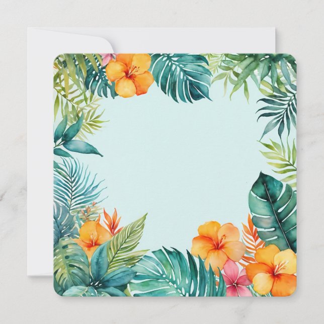 Tropical Floral Frame Colourful Summer Border Invitation (Front)