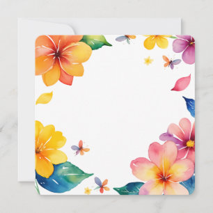 Tropical Floral Frame Watercolor PNG Background Invitation
