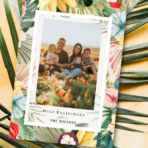 Tropical Floral & Fruits Holiday Photo Card