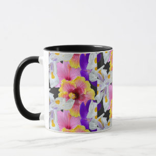 Tropical Floral Garden Hisbiscus Lilies Mum Mug