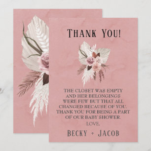 Tropical Floral Girl Baby Shower Thank You Card