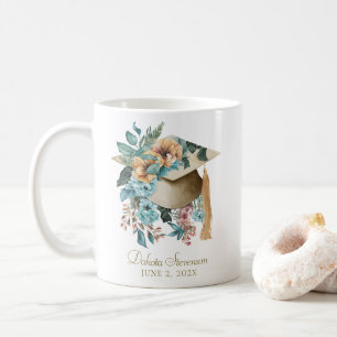 Tropical Floral Graduation Hat and Tassel Party Coffee Mug