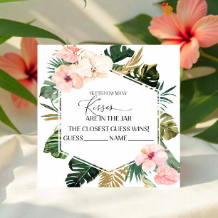 Tropical Floral Guess How Many Kisses Cards