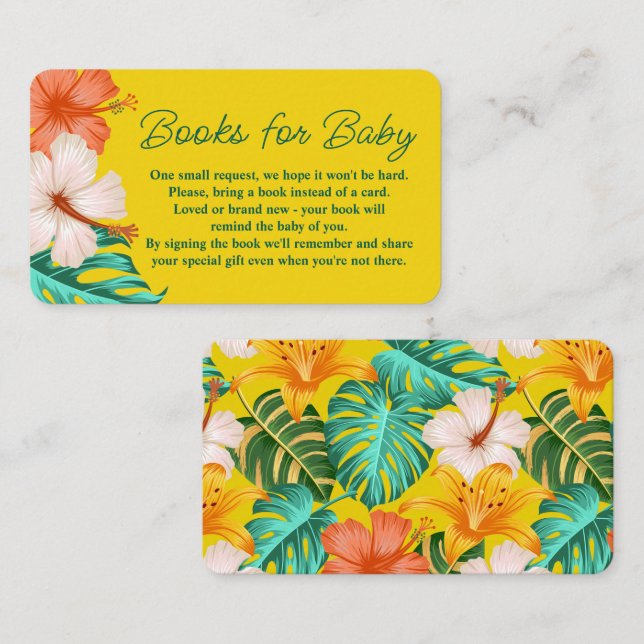 Tropical Floral Hawaiian Aloha Baby Book Request Enclosure Card (Front/Back)