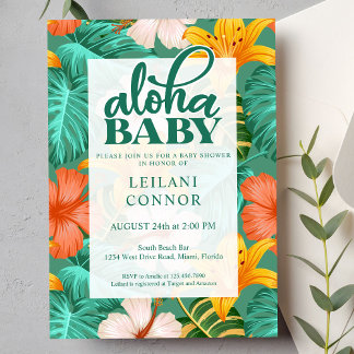 Tropical Floral Hawaiian Aloha Baby Shower Invitation