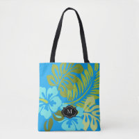 Tropical floral Hawaiian Hibiscus monogram beach