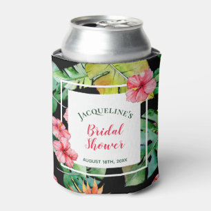 Tropical Floral Hawaiian Luau Bridal Can Cooler