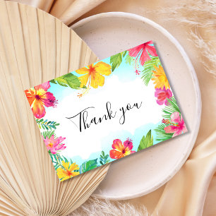 Tropical Floral Hawaiian Luau Thank You Card