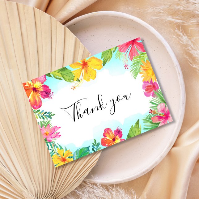 Tropical Floral Hawaiian Luau Thank You Card (Creator Uploaded)
