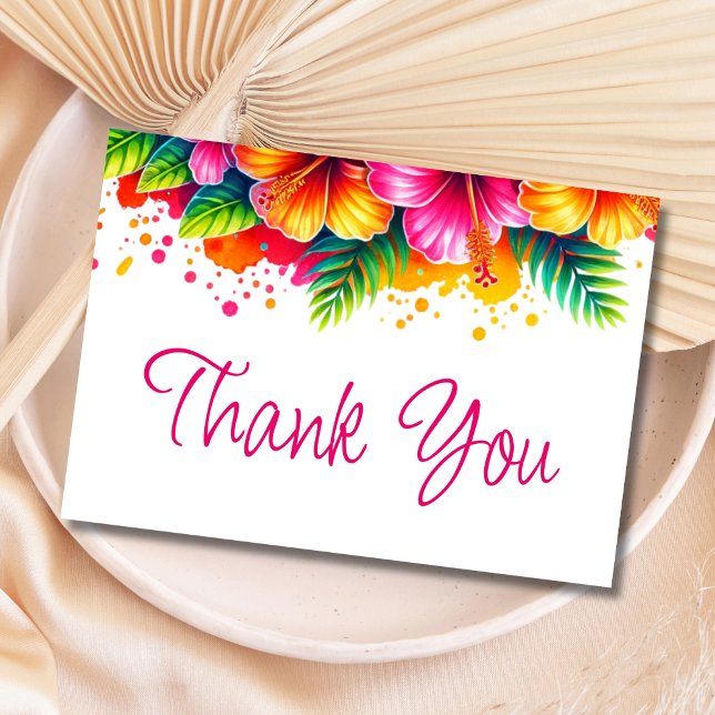 Tropical Floral Hawaiian Watercolor Thank You Card (Creator Uploaded)