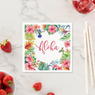 Tropical Floral Hibiscus Aloha Hawaiian Party Napkin