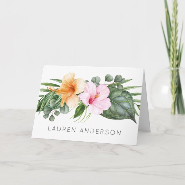 Tropical Floral Hibiscus Arrangement with Name Card (Front)
