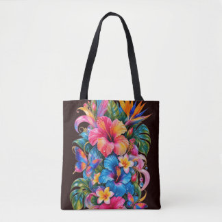 Tropical Floral Hibiscus Pattern Tote Bag